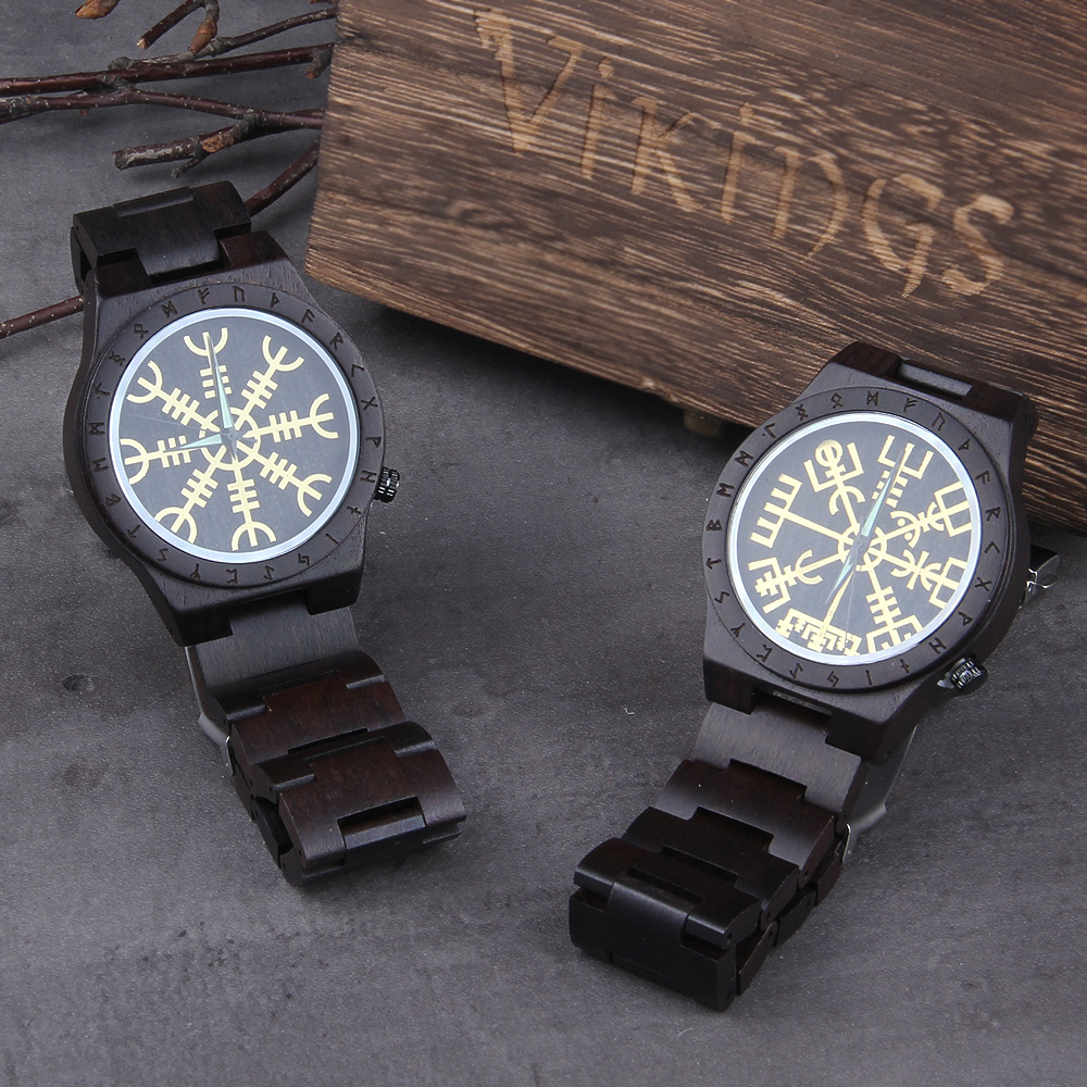 Jewelry Or Watches - Handgemaakte Houten Horloges Man Vrouwen Runic