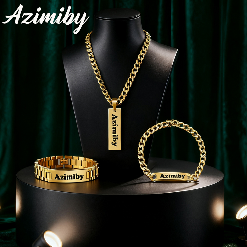 Engraved Name Necklace - Azimiby aanpasbare naam klassieke punkstijl armband