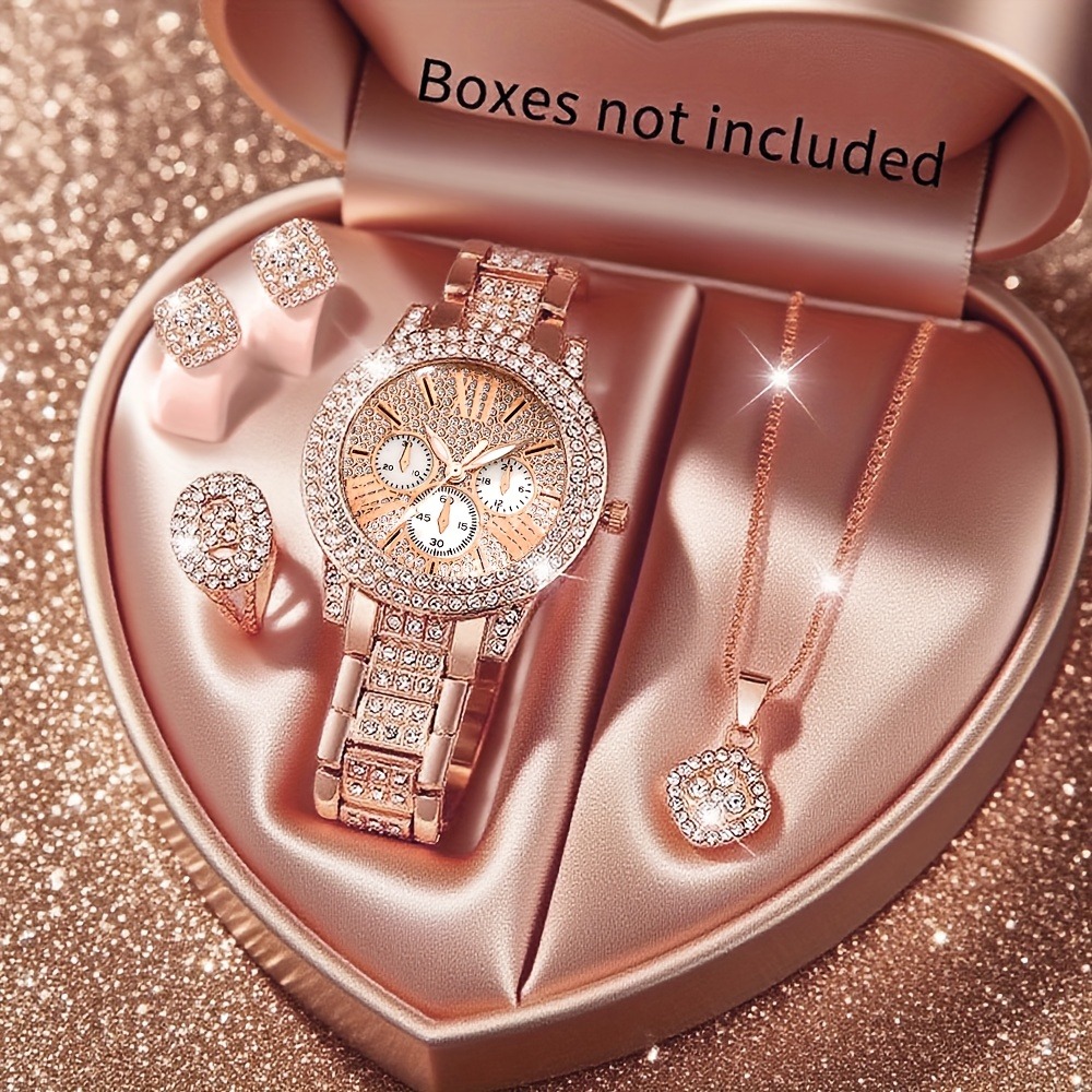 Jewelry Or Watches - 5-delige stijlvolle en elegante dameshorloge sieradenset,