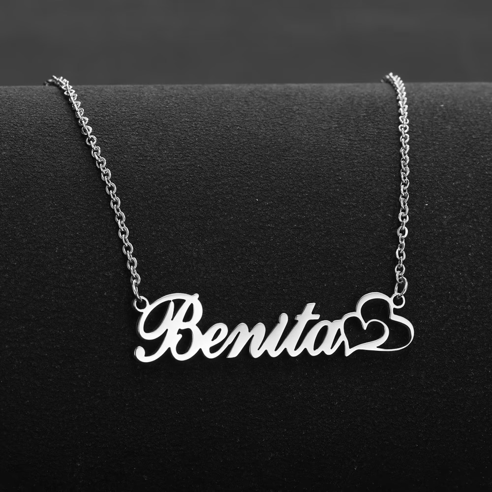 Engraved Name Necklace - Gepersonaliseerde dubbele hart aangepaste naam ketting