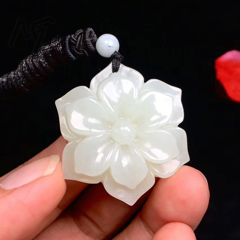 Jewelry & Watches Sp Z Oo Opinie - Natuurlijke Chinese witte jade vijfhoekige bloem