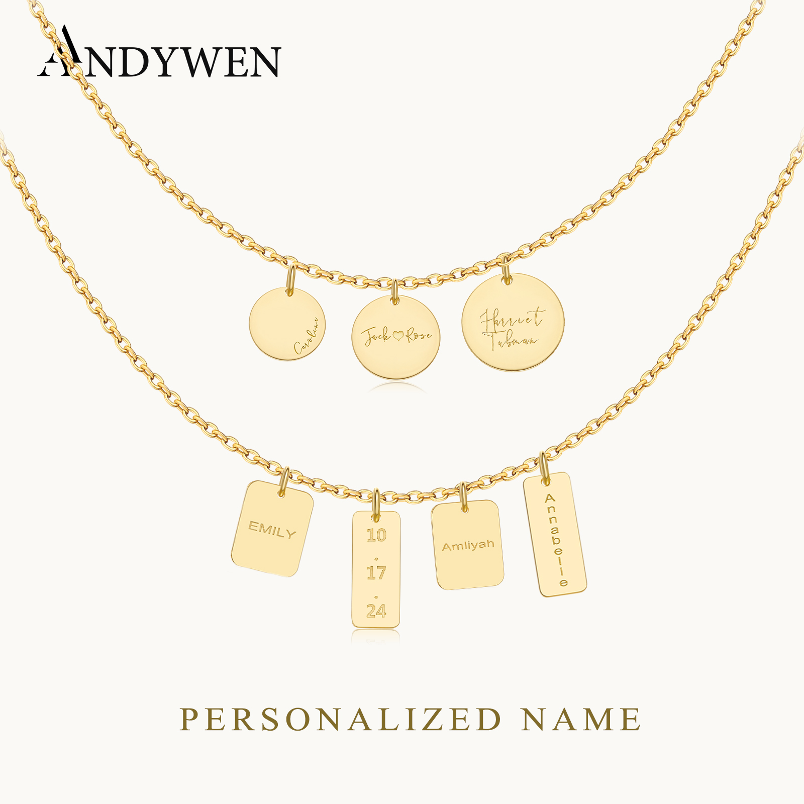 ANDYWEN 925 sterling zilver ge - Engraved Name Necklace recensie en prijs